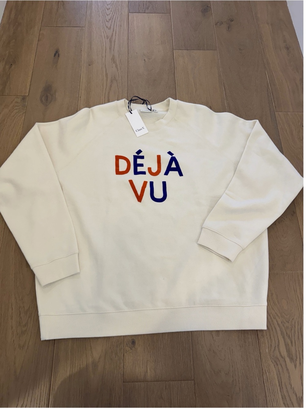 Clare V. Déjà Vu Cream Crewneck Sweatshirt